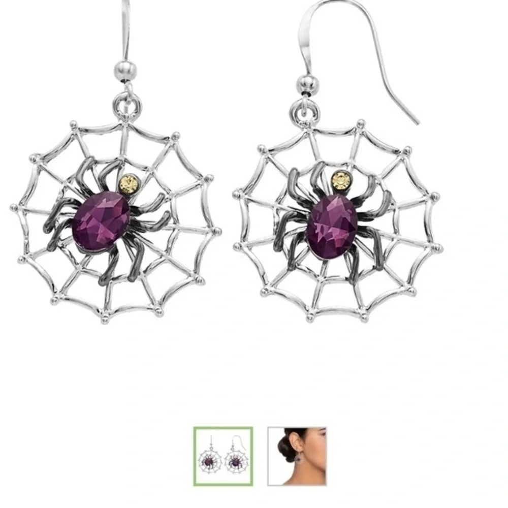 Spider web drop earrings Halloween earrings